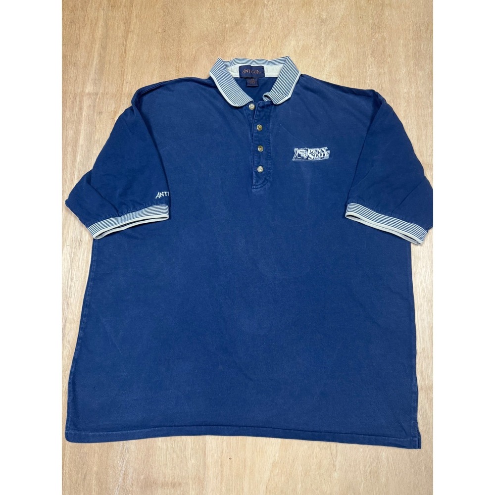 Antigua Mens Navy Blue Penn State Lions Polo Shirt  Embroidered Logo Size XL
